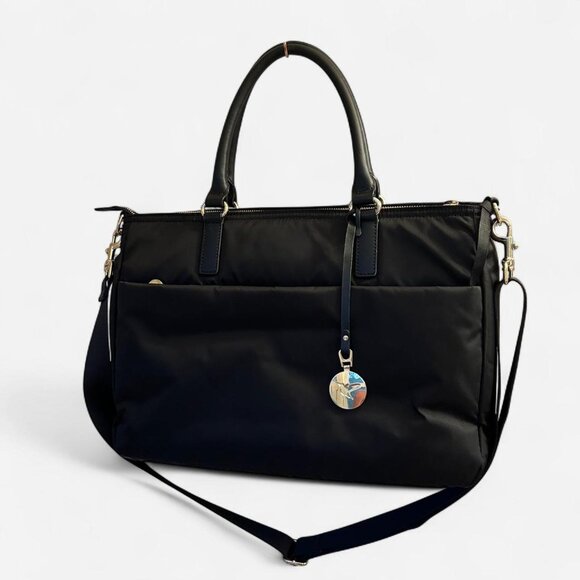 Lo & Sons Handbags - LO & SONS Brookline Women's Bag Exterior Black Gold Hardware Lavender Interior